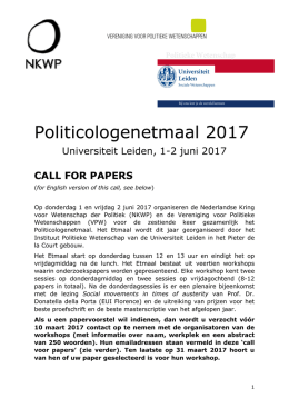 Call for papers - Universiteit Leiden