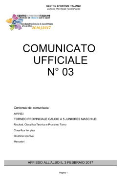 COMUNICATO n°03 - CSI Comitato Provinciale di Ascoli Piceno