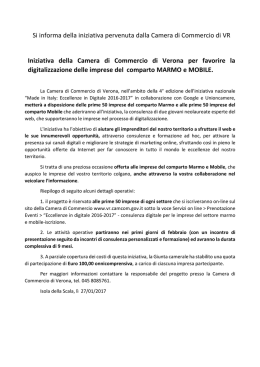 Iniziativa della Camera di Commercio di Verona per favorire la
