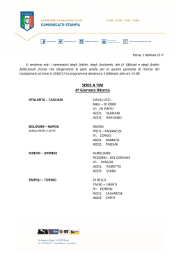 SERIE A TIM 4&ordf; Giornata Ritorno