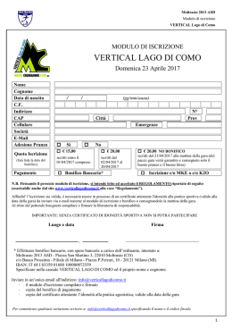 Modulo di iscrizione - Vertical lago di como