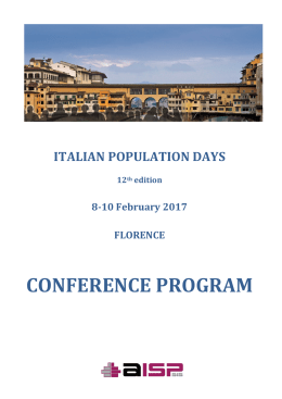 Provisional program of the 2017 Population Days - Sis-Aisp