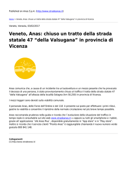 Veneto, Anas: chiuso un tratto della strada statale 47 “della