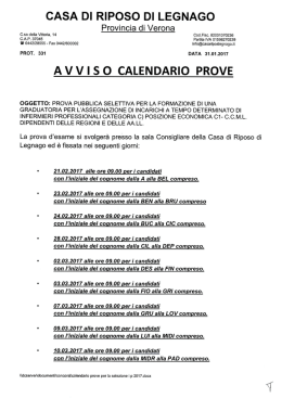 Calendario prove selezione Infermieri Prof.li 2017