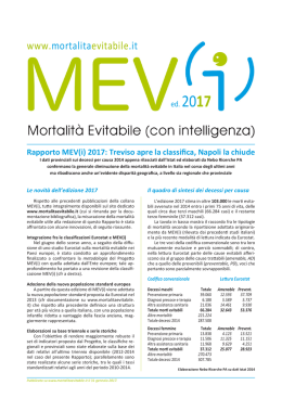 Rapporto MEV(i) 2017 - Mortalità Evitabile