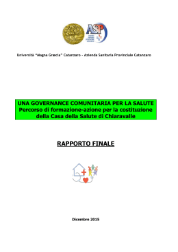 Rapporto finale progetto “Casa della Salute Chiaravalle Centrale”