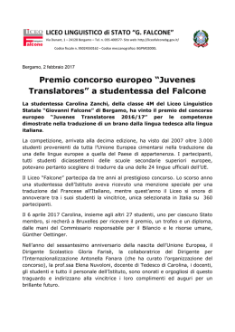“Juvenes Translatores” a studentessa del Falcone