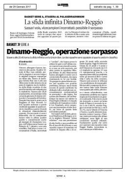 Dinamo-Reggio, operazione sorpasso
