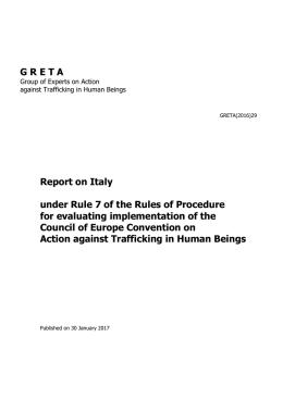 GRETA Report on Italy under Rule 7 of the Rules of