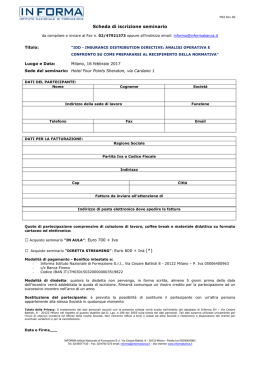 Scheda d`iscrizione
