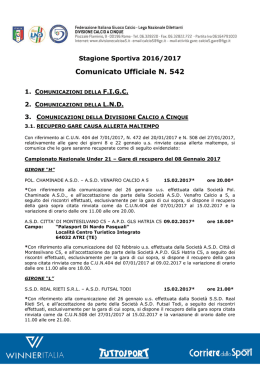 Comunicato Ufficiale N. 542