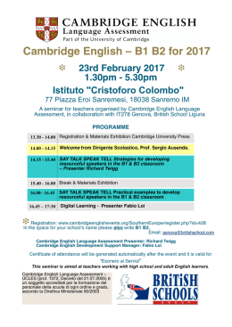 Cambridge English – B1 B2 for 2017 23rd February 2017 1.30pm