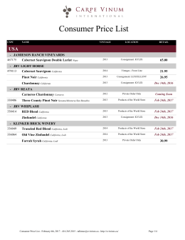 Consumer Price List - January 31st, 2017
