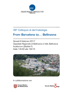 48° Colloquio di dermatologia From Barcelona to... Bellinzona