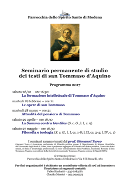 Seminario permanente di studio dei testi di san Tommaso d`Aquino