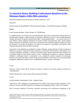 To attend in Rome: Building Confessional Identities in the - H-Net