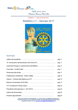 Bollettino n.7 – Gennaio 2017 - Rotary Club Trapani Birgi Mozia