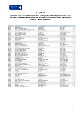 1 ALLEGATO E Elenco dei punti vendita Mondadori Store