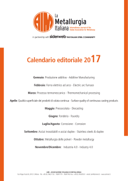 Calendario editoriale 2017 - Associazione Italiana di Metallurgia