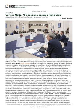 Vertice Malta: `Ue sostiene accordo Italia-Libia`