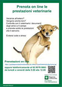 Prenota on line le prestazioni veterinarie