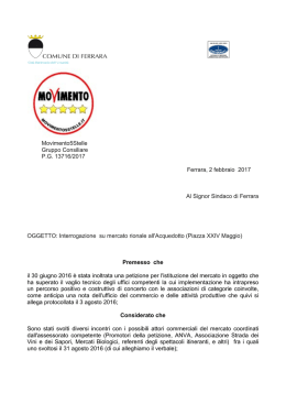 Movimento5Stelle Gruppo Consiliare P.G. 13716/2017 Ferrara, 2