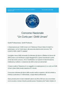 Concorso Nazionale “Un Corto per i Diritti Umani”