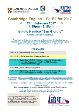 5.15pm Cambridge English – B1 B2 for 2017