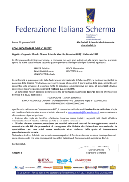 COMUNICATO GARE CdM N° 102/17 - Federazione Italiana Scherma