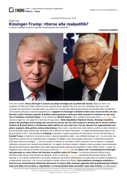 Kissinger-Trump: ritorno alla realpolitik?
