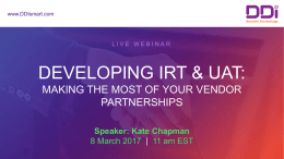 Webinar on vendor partnership in IRT and modern approach to UAT in clinical supply chain management