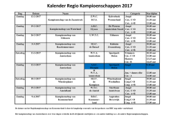 Kalender Regiokampioenschappen