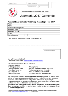 Aanmeldingsformulier Kraam Jaarmarkt 2017