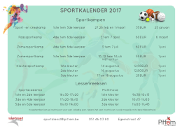Activiteiten sportdienst 2017