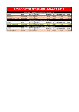 lesrooster februari - maart 2017