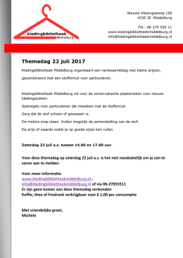 Themadag 22 juli 2017 - Kledingbibliotheek Middelburg