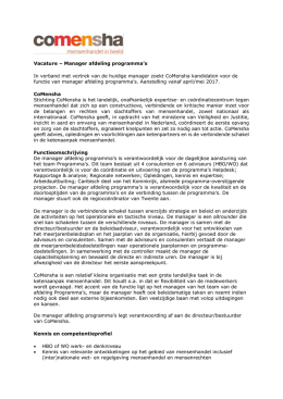 Vacature – Manager afdeling programma`s In verband