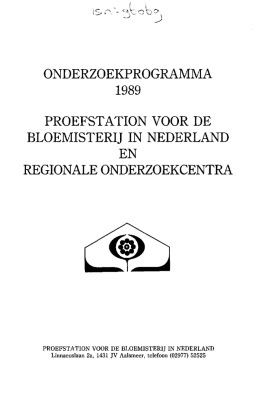 onderzoekprogramma 1989 proefstation voor de bloemisterij in