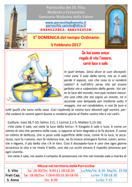 Avvisi dal 5 al 12 Febbraio 2017 - Parrocchia di San Vito in Bassano