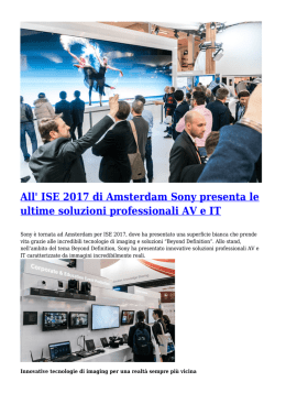 All` ISE 2017 di Amsterdam Sony presenta le ultime soluzioni