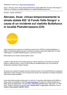Abruzzo, Anas: chiusa temporaneamente la strada statale 652 `di