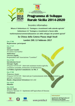 Lentini (SR) 13 febbraio 2017+locandina+PSR+Sicilia+2014-2020