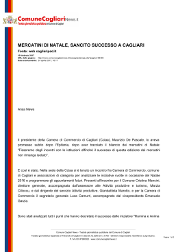 Comune Cagliari News - Mercatini di Natale, sancito successo a