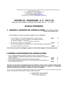 criteri iscrizione Scuola Primaria as 2017.18