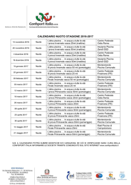 calendario nuoto stagione 2016-2017