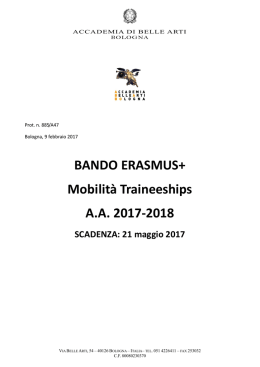 BANDO ERASMUS+ Mobilità Traineeships A.A. 2017-2018