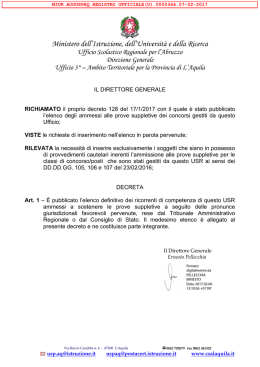 Decreto USR per l`Abruzzo prove suppletive ricorrenti