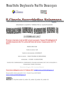 Bando torneo 19 febbraio - Circolo Scacchistico Bolognese