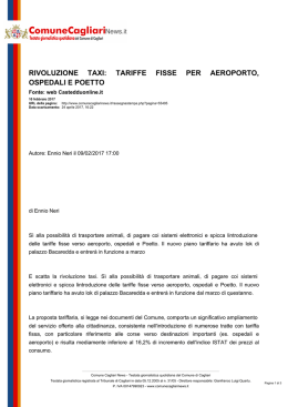 Rivoluzione taxi: tariffe fisse per aeroporto, ospedali e Poetto