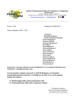 Com.n° 320 Modena lì, 06/02/2017 Anno Scolastico 2016 – 2017
